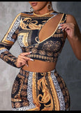 Baroque Print Crop and Legging Set