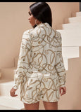 Chain Print Blouse Short Set
