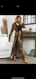 Leopard Pants Set With Belted Coat
