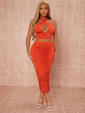 Orange Ruched 2 Piece