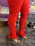 Ruched Red Pants Set