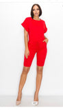 Red Ruched Romper