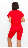 Red Ruched Romper