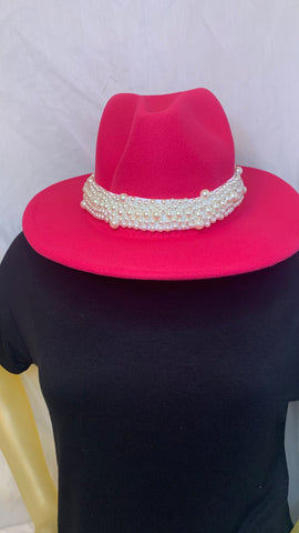 Clutch My Pearls Fedora Hot Pink