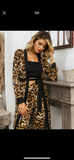 Leopard Pants Set With Belted Coat