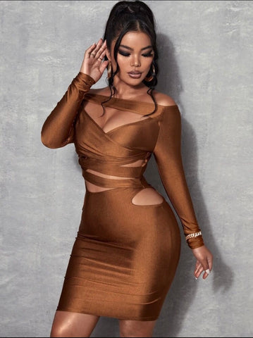 Coffee Cut Out Dress