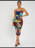 Graphic Print BodyCon Dress