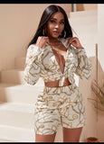 Chain Print Blouse Short Set
