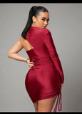 One Shoulder Drawstring Bodycon Dress