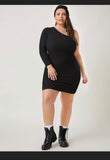 Black One Shoulder Bodycon Dress