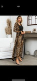 Leopard Pants Set With Belted Coat