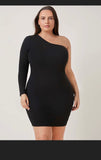 Black One Shoulder Bodycon Dress