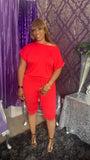 Red Ruched Romper