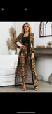 Leopard Pants Set With Belted Coat