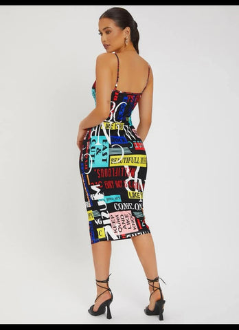 Graphic Print BodyCon Dress