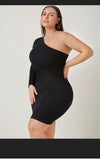 Black One Shoulder Bodycon Dress