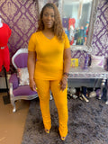 Ruched Gold Pants Set